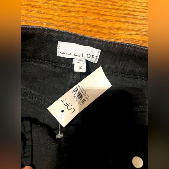 NWT Loft Black Denim Midi Skirt with Front Slit Size 2 - Picture 6 of 10